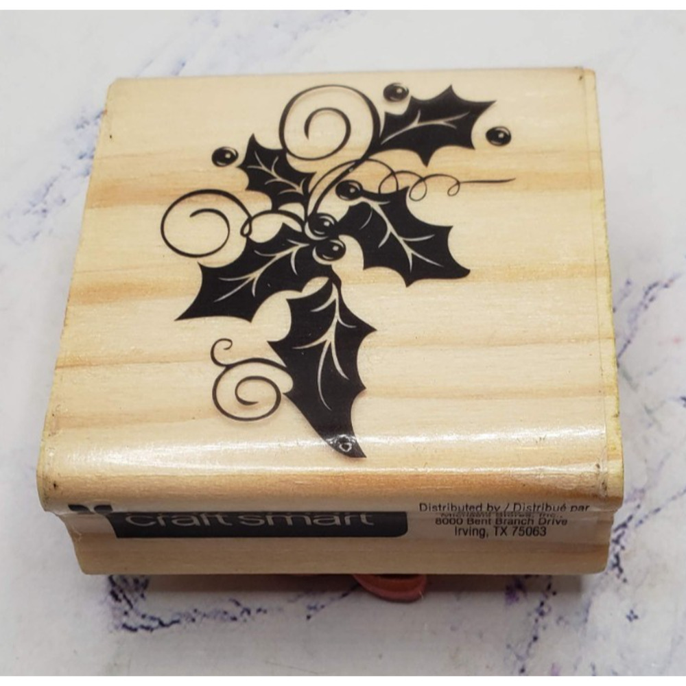 Holiday Holly With Berries Craftsmart Christmas Wood Mounted Rubber Stamp